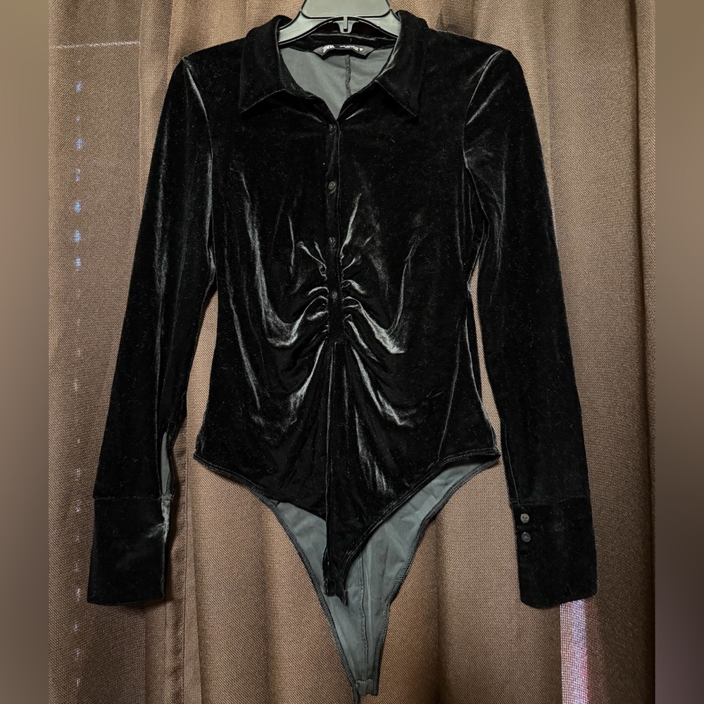 Zara Black Velvet Bodysuit